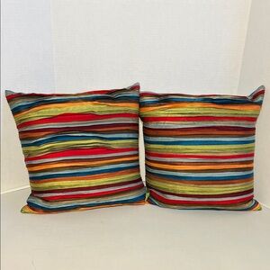 Pier 1 Multicolored Pleated Ribbon Throw Pillows Size 18X18